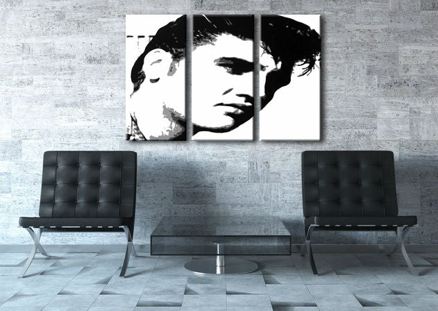 Kézzel festett vászonkép motívummal: ELVIS fekete-fehér árnyalatokban, merész hangulat, rock and roll és zenei történelem | Kézzel festett POP Art kép ELVIS – fő