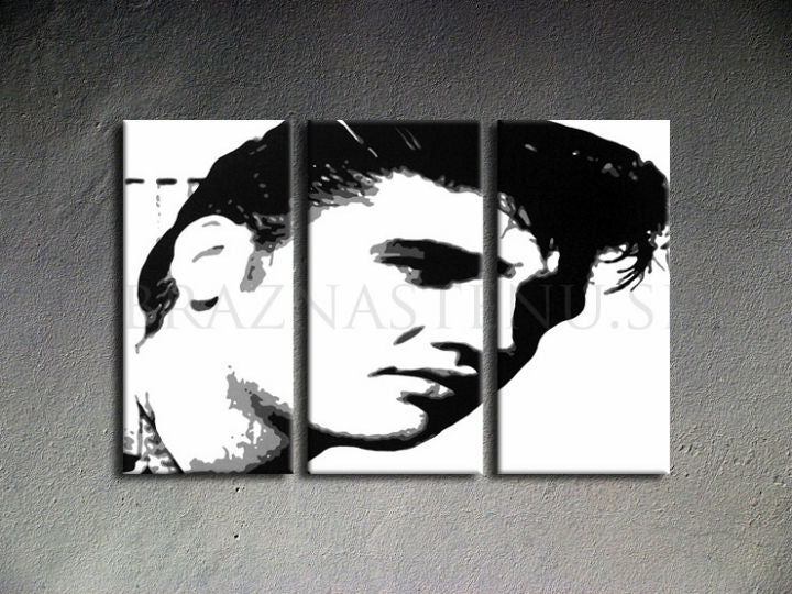 Kézzel festett vászonkép motívummal: ELVIS fekete-fehér árnyalatokban, merész hangulat, rock and roll és zenei történelem | Kézzel festett POP Art kép ELVIS – termék
