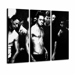 Kézzel festett POP Art festmény Fight Club 3 darab fc – 3D látvány a kézzel festett vászonról fehér háttéren. Domináns színek: fekete, fehér, szürke.