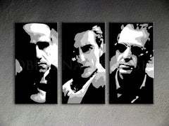 Kézzel festett vászonkép motívummal: GODFATHER fekete-fehér árnyalatokban, drámai hangulat, minimalizmus | Kézzel festett POP Art kép GODFATHER – termék [YOBPPGOD2-120X80-24H]