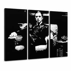 Kézzel festett POP Art festmény GODFATHER 3 darab god8 – 3D látvány a kézzel festett vászonról fehér háttéren. Domináns színek: fekete, fehér, szürke.