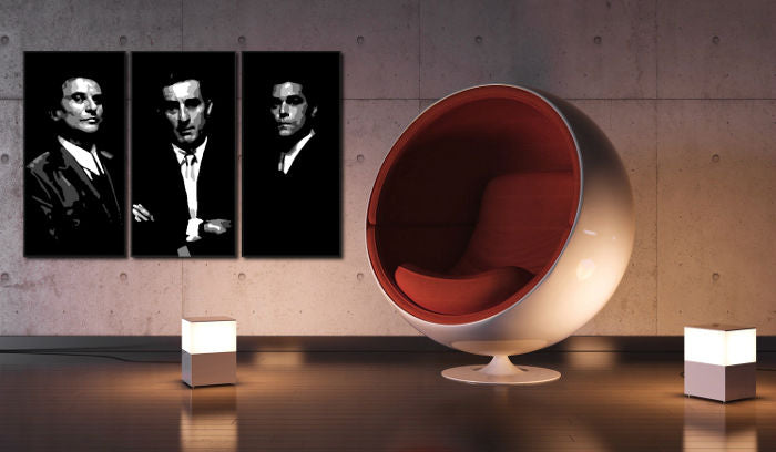 Kézzel festett vászonkép motívummal: Goodfellas, férfi öltönyben fekete-fehér árnyalatokban, drámai hangulat, titok | Kézzel festett POP Art kép Goodfellas – fő