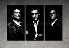 Kézzel festett vászonkép motívummal: Goodfellas, férfi öltönyben fekete-fehér árnyalatokban, drámai hangulat, titok | Kézzel festett POP Art kép Goodfellas – termék