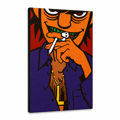 Kézzel festett POP Art festmény Gorillaz 1 db gor – 3D látvány a kézzel festett vászonról fehér háttéren. Domináns színek: narancssárga, fekete, lila, piros, sárga.