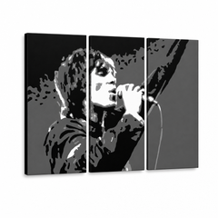 Kézzel festett POP Art festmény Ian Brown 3 db ib2 – 3D látvány a kézzel festett vászonról fehér háttéren. Domináns színek: fekete, fehér, szürke.