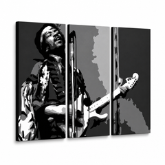 Kézzel festett POP Art festmény Jimmy Hendrix 3 darab jh – 3D látvány a kézzel festett vászonról fehér háttéren. Domináns színek: fekete, fehér, szürke.
