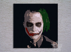 Kézzel festett vászonkép motívummal: JOKER fekete árnyalatokban, filmvilág | Kézzel festett POP Art kép JOKER – termék