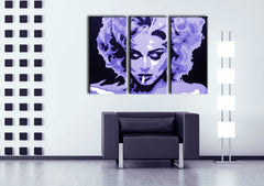 Pop art kép motívummal: MADONNA, szivar, természet lila-fekete árnyalatokban | Kézzel festett POP Art kép MADONNA, dicsőség és ikonográfia – előnézet