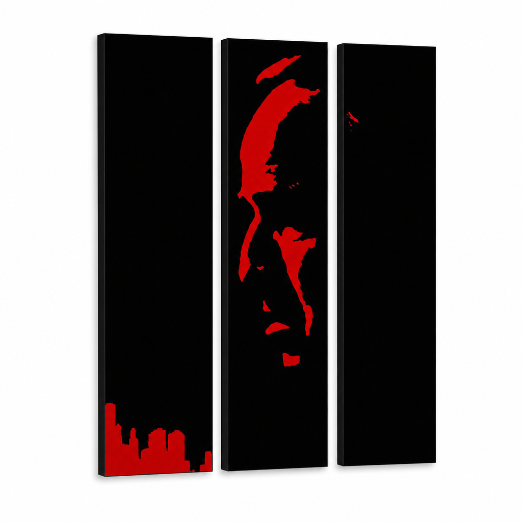 Kézzel festett POP Art festmény Marlon Brando 3 db gff – 3D látvány a kézzel festett vászonról fehér háttéren. Domináns színek: fekete, piros.