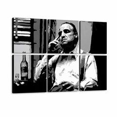 Kézzel festett POP Art festmény MARLON BRANDO 6-részes mb9 – 3D látvány a kézzel festett vászonról fehér háttéren. Domináns színek: fekete, fehér, szürke.