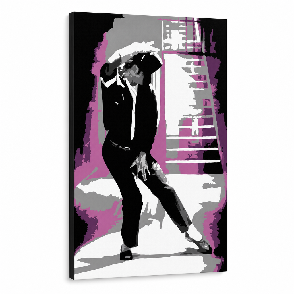 Kézzel festett POP Art festmény Michael Jackson 1 db mj3 – 3D látvány a kézzel festett vászonról fehér háttéren. Domináns színek: fekete, rózsaszín, szürke, fehér.