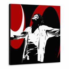 Kézzel festett POP Art festmény Michael Jackson 1 rész mj1 – 3D látvány a kézzel festett vászonról fehér háttéren. Domináns színek: fekete, piros, fehér.