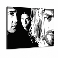 Kézzel festett POP Art festmény Nirvana 1 db nir – 3D látvány a kézzel festett vászonról fehér háttéren. Domináns színek: fekete, fehér, szürke.