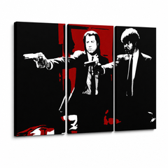 Kézzel festett POP Art festmény Pulp Fiction 3 darab pulp5 – 3D látvány a kézzel festett vászonról fehér háttéren. Domináns színek: fekete, piros, fehér.
