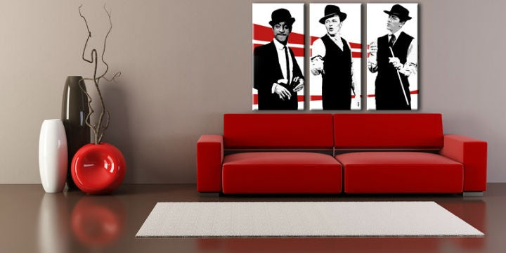 Pop art kép motívummal: Rat Pack, természet fehér-piros árnyalatokban | Kézzel festett POP Art kép Rat Pack, zenei történelem – előnézet