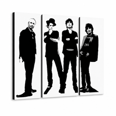 Kézzel festett POP Art festmény Rolling Stones 4 db rs – 3D látvány a kézzel festett vászonról fehér háttéren. Domináns színek: fekete, fehér, szürke.