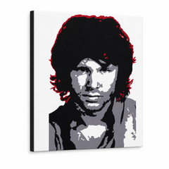 Kézzel festett POP Art Jim Morrison 1 darab jm – 3D látvány a kézzel festett vászonról fehér háttéren. Domináns színek: fekete, fehér, szürke, piros.