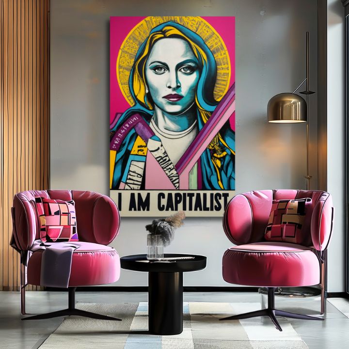 Modern vászonkép motívummal: nő arany-fekete árnyalatokban, popkultúra | Madonna vászonkép - Popová revolúcia – termék, nézet 2