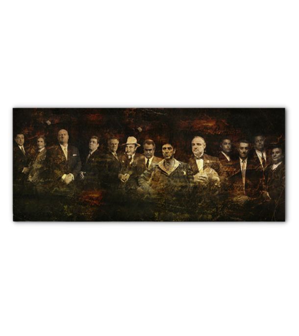 Modern vászonkép motívummal: The Godfather, The Sopranos, Scarface, Goodfellas barna-fekete árnyalatokban, erő és hatalom | Legnagyobb MAFIÁNI na vásznon - The Godfather, The Sopranos, Scarface, Good...