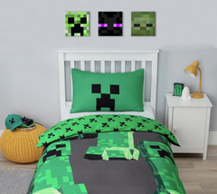 Modern vászonkép zöld-fekete árnyalatokban, játékos hangulat, kaland | Minecraft kép - Najlepšie postavičky na vásznon - Creeper, Enderman, Zombie – fő