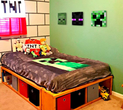 Modern vászonkép zöld-fekete árnyalatokban, játékos hangulat, kaland | Minecraft kép - Najlepšie postavičky na vásznon - Creeper, Enderman, Zombie – termék