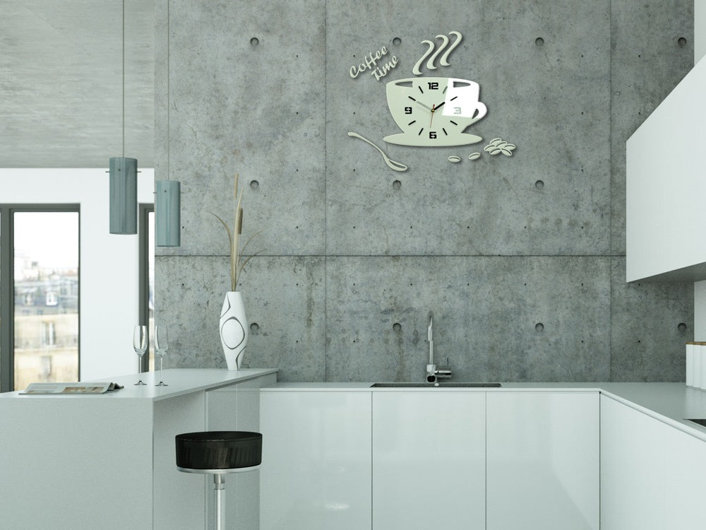 Modern falióra COFFE TIME 3D WHITE - fő kép