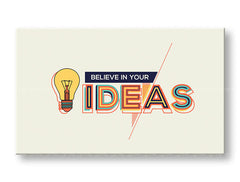 Modern vászonkép motívummal: Believe in your ideas, motivációs idézet, természet bézs-kék árnyalatokban, kreativitás | Motivációs fali kép Believe in your ideas – fő