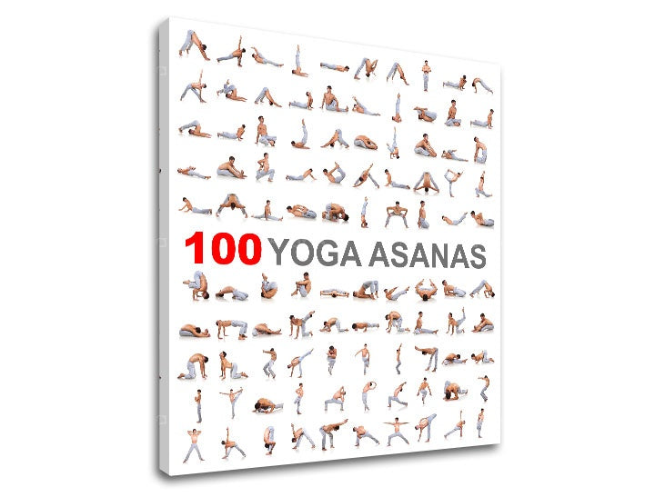 Modern kép motívummal: 100 Yoga asanas, motivációs idézet fehér-szürke árnyalatokban | Motivációs fali kép 100 Yoga asanas, belső béke – előnézet