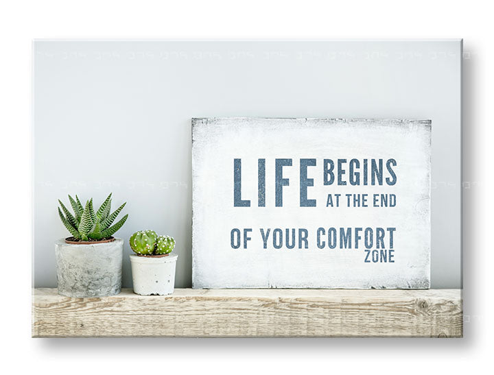 Modern vászonkép motívummal: Life begins, motivációs idézet, természet zöld árnyalatokban, inspiráló hangulat, alkalmas a iroda számára | Motivációs fali kép Life begins – termék