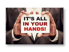 Art deco vászonkép motívummal: Its all in your hands, motivációs idézet fehér-piros árnyalatokban, alkalmas a iroda számára | Motivációs fali kép Its all in your hands_001 – fő