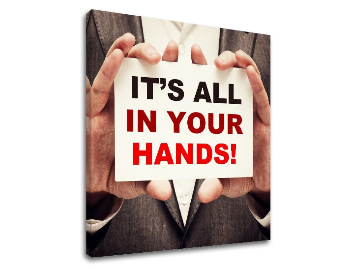 Art deco kép motívummal: Its all in your hands, motivációs idézet piros-fekete árnyalatokban | Motivációs fali kép Its all in your hands_002 – előnézet