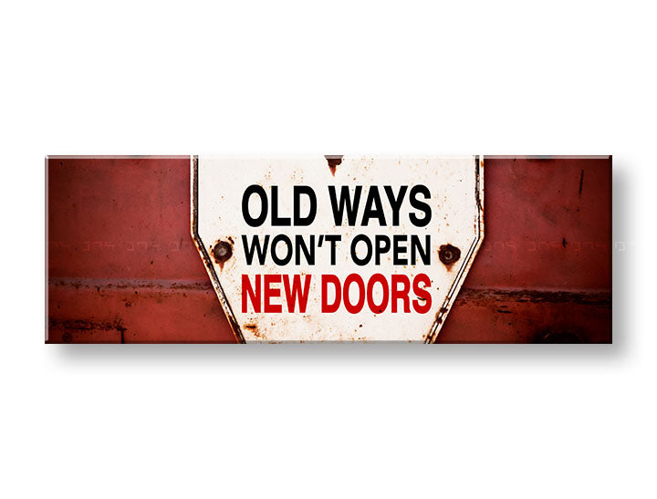 Vintage vászonkép motívummal: Old ways, motivációs idézet fehér-piros árnyalatokban, alkalmas a előszoba számára | Motivációs fali kép Old ways_003 – fő