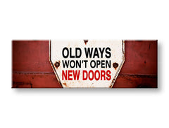 Vintage vászonkép motívummal: Old ways, motivációs idézet fehér-piros árnyalatokban, alkalmas a előszoba számára | Motivációs fali kép Old ways_003 – fő