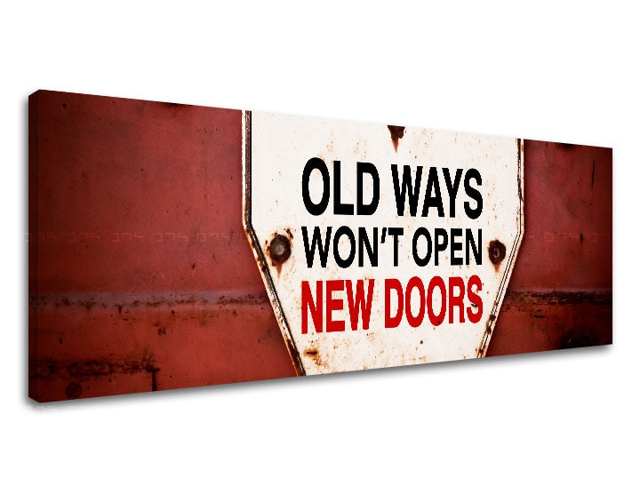 Vintage kép motívummal: Old ways, motivációs idézet fehér-piros árnyalatokban | Motivációs fali kép Old ways_003 – előnézet