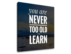 Modern vászonkép motívummal: You are never too old, óceán, hegyek, égbolt, tengerpart fehér árnyalatokban, természet és bölcsesség, alkalmas a iroda számára – termék