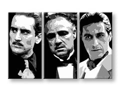 Modern vászonkép motívummal: The Godfather fekete-fehér árnyalatokban, drámai hangulat, erő és hatalom és család | Legnagyobb MAFIÁNI na vásznon - The Godfather – termék