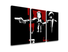 Pop art vászonkép motívummal: Pulp Fiction fehér-piros árnyalatokban, intenzív hangulat, filmvilág, alkalmas a nappali számára | POP Art kép Pulp Fiction – termék, nézet 2