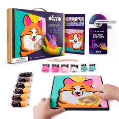 Modern vászonkép motívummal: róka zöld-lila árnyalatokban, játékos hangulat, kreativitás és természet | OKTO festés samotvrdnúcou hmotou 30 x 30 cm Líška – termék