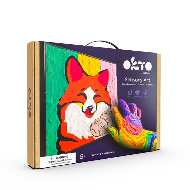 Modern vászonkép motívummal: róka zöld-lila árnyalatokban, játékos hangulat, kreativitás és természet | OKTO festés samotvrdnúcou hmotou 30 x 30 cm Líška – fő