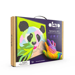 Modern vászonkép motívummal: bambusz zöld-lila árnyalatokban, játékos hangulat, természet és kreativitás | OKTO festés samotvrdnúcou hmotou 30 x 30 cm Panda – fő