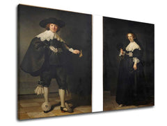 Vintage vászonkép motívummal: férfi, nő, pár, emberek fehér-bézs árnyalatokban | Vászonkép Rembrandt - Portréty Martena Soolmansa és Oopjena Coppita – fő