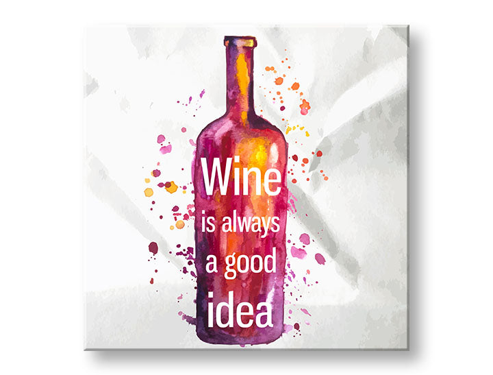 Pop art vászonkép motívummal: gyermek motívum fehér-lila árnyalatokban, játékos hangulat, ünneplés, alkalmas a konyha számára | Fali kép s textom Wine is always good idea – fő