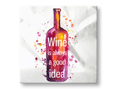 Pop art vászonkép motívummal: gyermek motívum fehér-lila árnyalatokban, játékos hangulat, ünneplés, alkalmas a konyha számára | Fali kép s textom Wine is always good idea – fő
