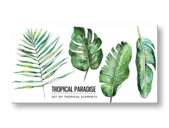 Ipari vászonkép motívummal: természet fehér-zöld árnyalatokban, friss hangulat, természet, alkalmas a nappali számára | Fali kép s textom Tropical paradise – fő