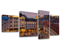 Klasszikus vászonkép motívummal: SZLOVÁKIA, táj, térkép, természet, szlovák motívum fehér-kék árnyalatokban, nyugodt hangulat, többrészes kivitel – fő