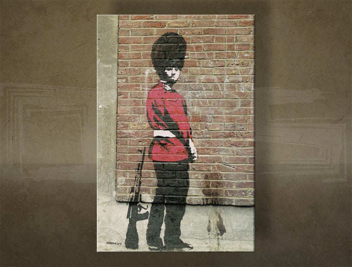 Klasszikus vászonkép motívummal: Street ART – Banksy, táj, tenger és tengerpart lila-kék árnyalatokban, melankolikus hangulat, többrészes kivitel – fő
