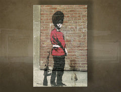 Klasszikus vászonkép motívummal: Street ART – Banksy, táj, tenger és tengerpart lila-kék árnyalatokban, melankolikus hangulat, többrészes kivitel – fő