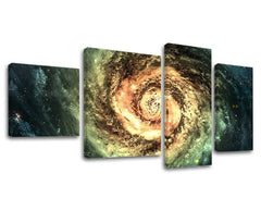 Modern vászonkép motívummal: galaxis, csillagok, világűr krém-kék árnyalatokban, fenséges hangulat, többrészes kivitel, alkalmas a dolgozószoba számára – fő