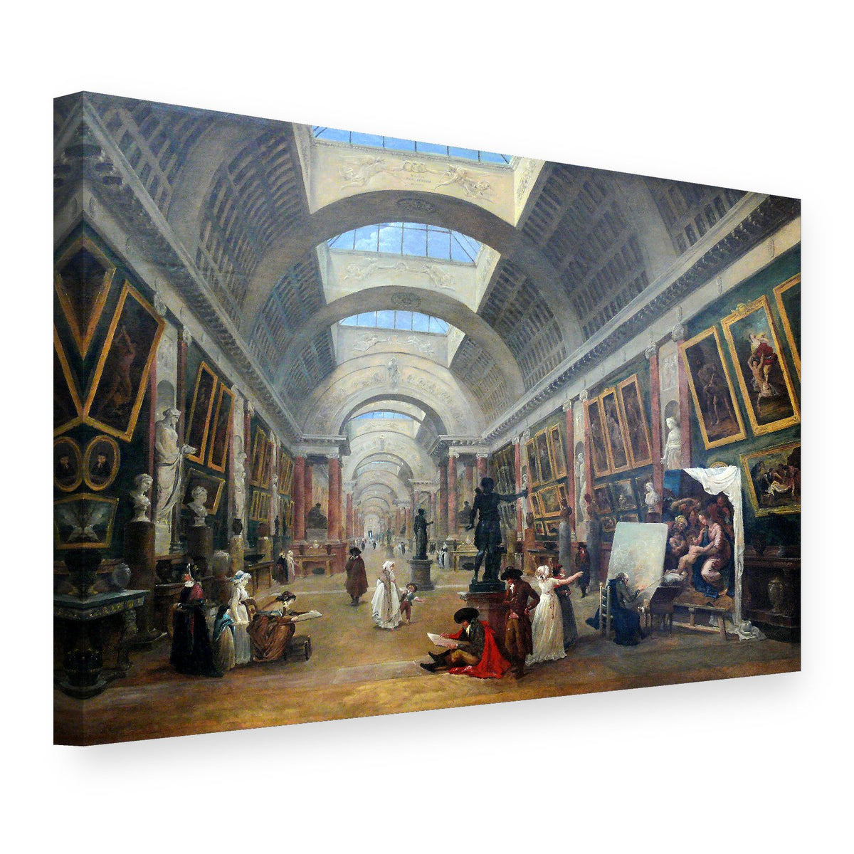 Vászonkép A Louvre Nagy Galériájának terve – Hubert Robert, 3D nézet