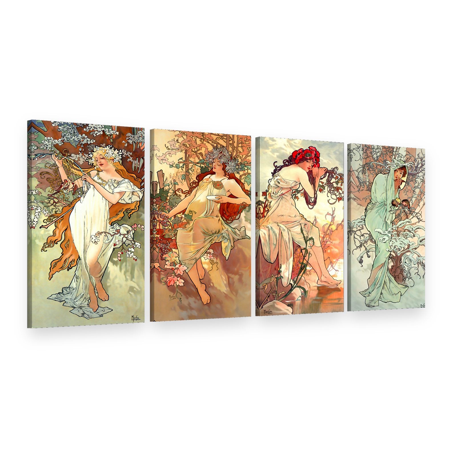 Vászonkép A négy évszak – Alfons Mucha, 3D nézet